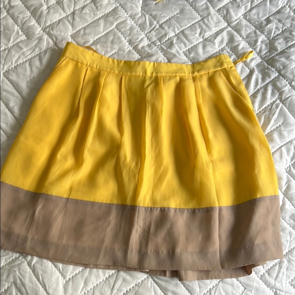 J. Crew Yellow and Brown Bubble Mini Skirt